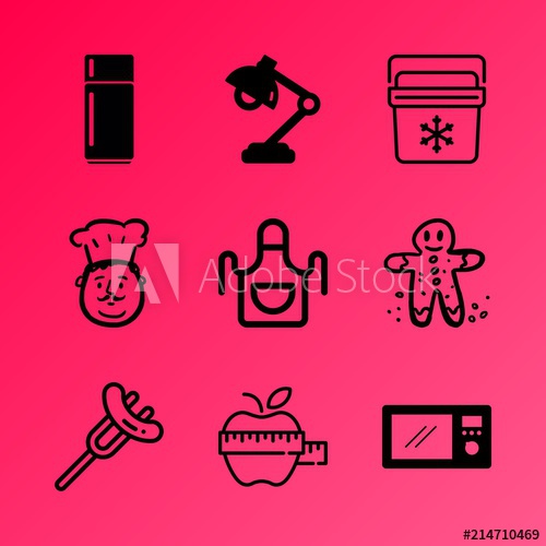 500x500 Vector Icon Set About Kitchen With Icons Related To Nutrition