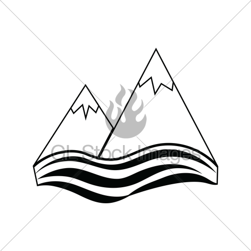 500x500 Icon Of Snow Peaks Cliff On Sea Gl Stock Images