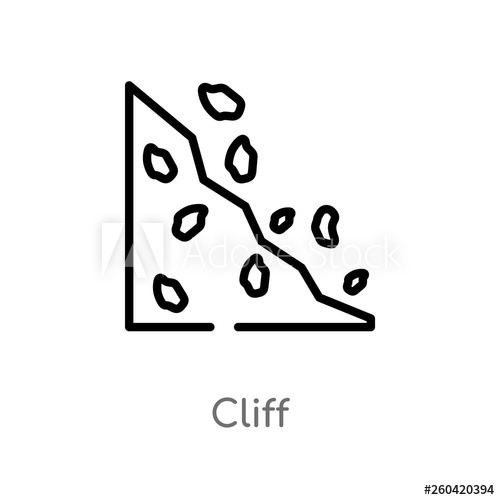 500x500 Outline Cliff Vector Icon Isolated Black Simple Line Element