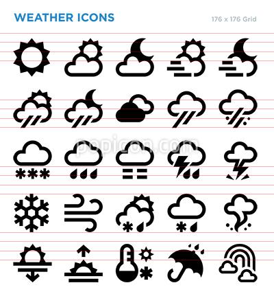 400x428 Weather Forecast Climate Icon Set