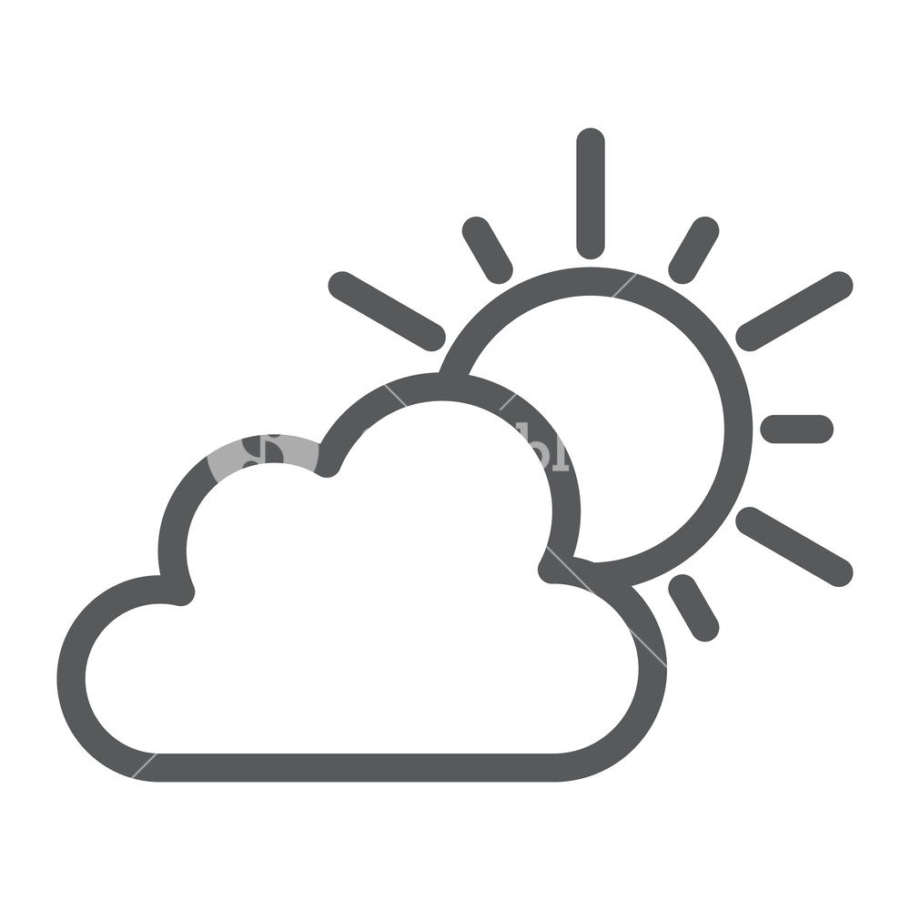 1000x1000 Weather Line Icon, Sky And Climate, Sun And Cloud Sign, Vector
