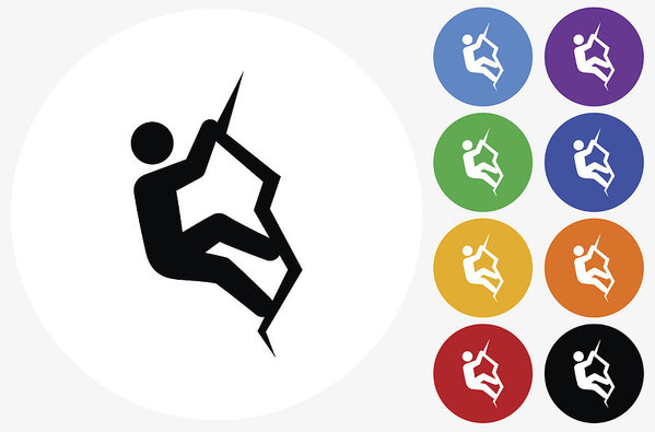 599x395 Rock Climbing Icon On Flat Color Circle Buttons Art Print