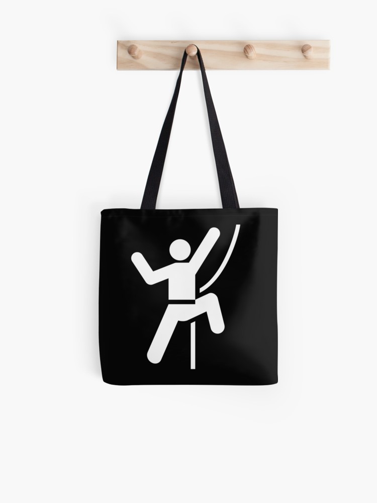 750x1000 Simple Black And White Rock Climbing Icon Tote Bag