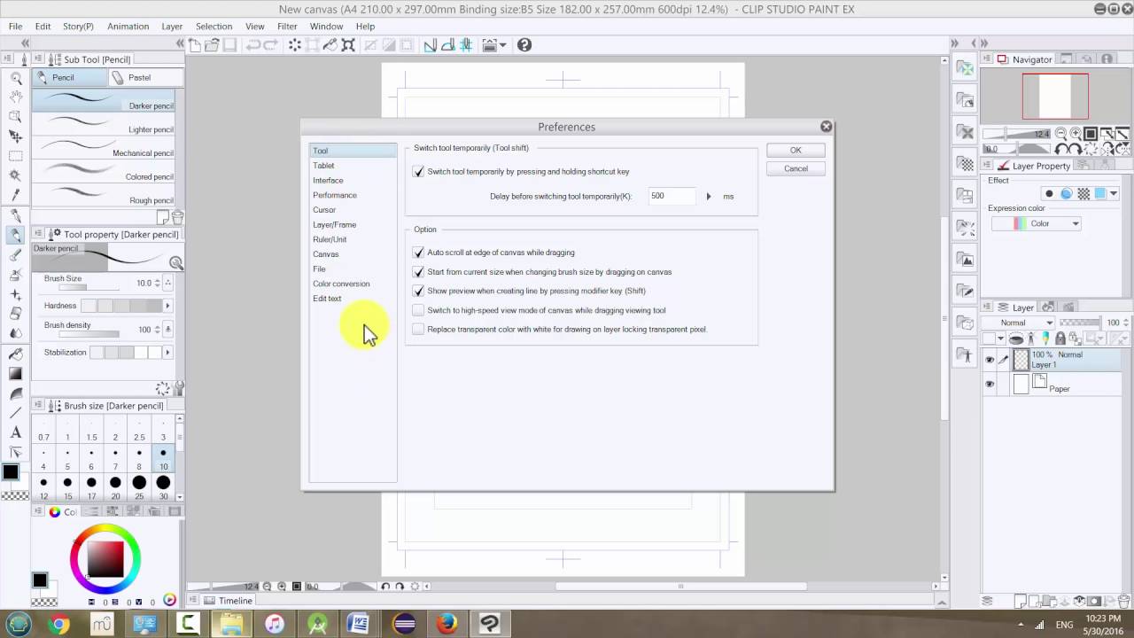 1280x720 Manga Studio Clip Studio Paint Preferences