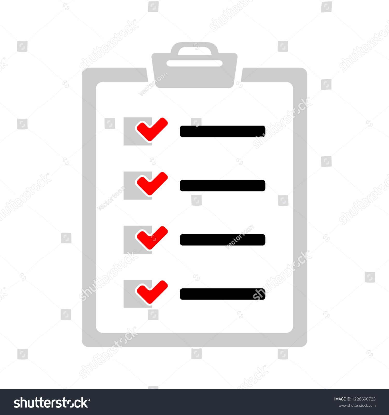 1500x1600 Clipboard With Checklist Icon Flat Illustration Of Clipboard