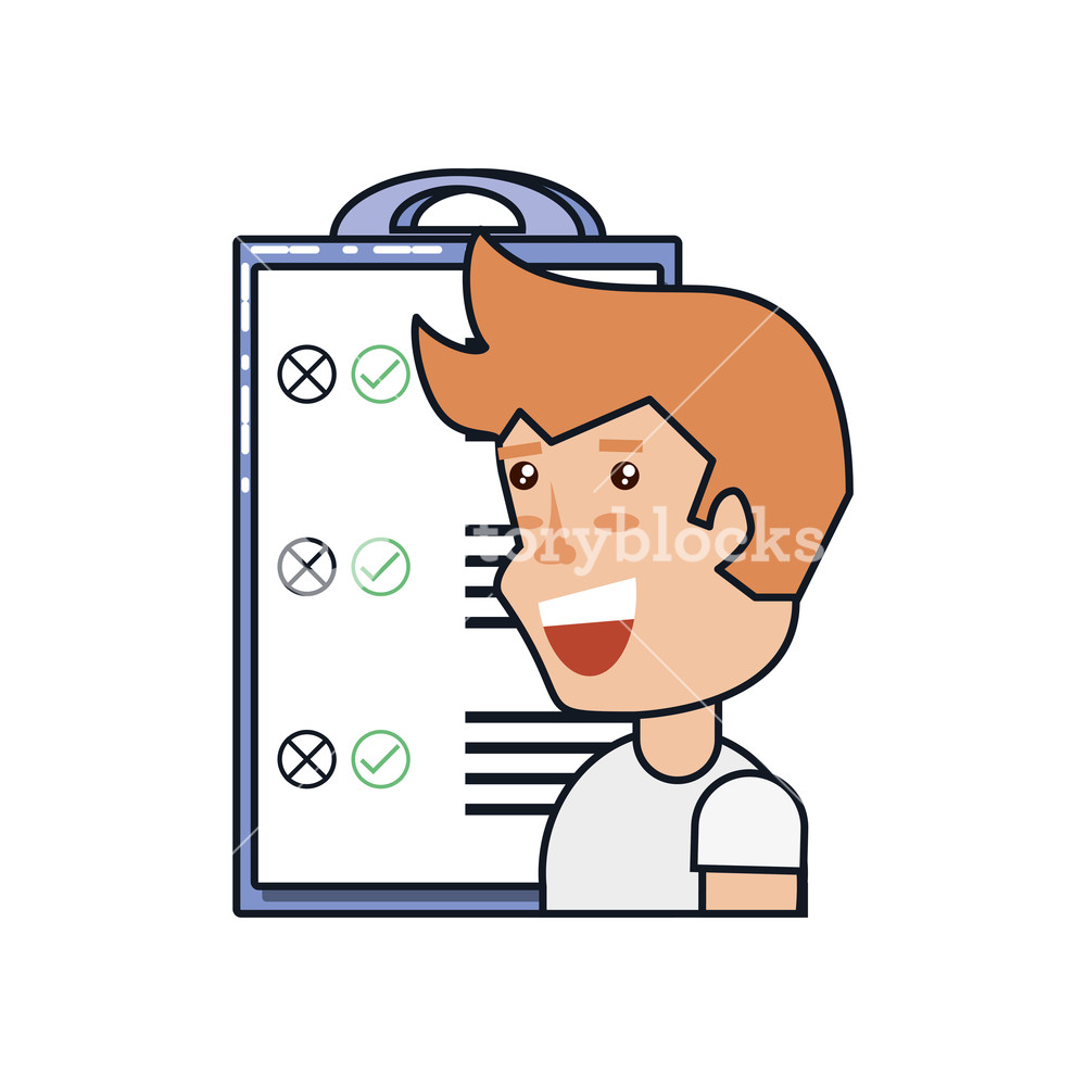 1000x1000 Man With Clipboard Checklist Isolated Icon Vector Illustration