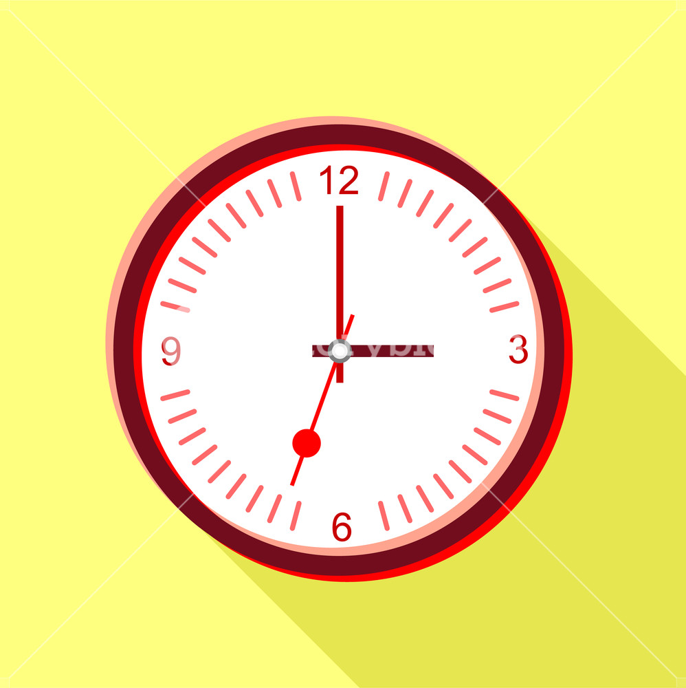 998x1000 Clock Face With Red Numbers Icon Flat Illustration Of Clock Face
