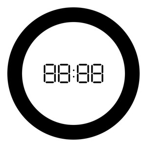 300x300 Digital Clock Face Icon Black Color In Round Circle Vector