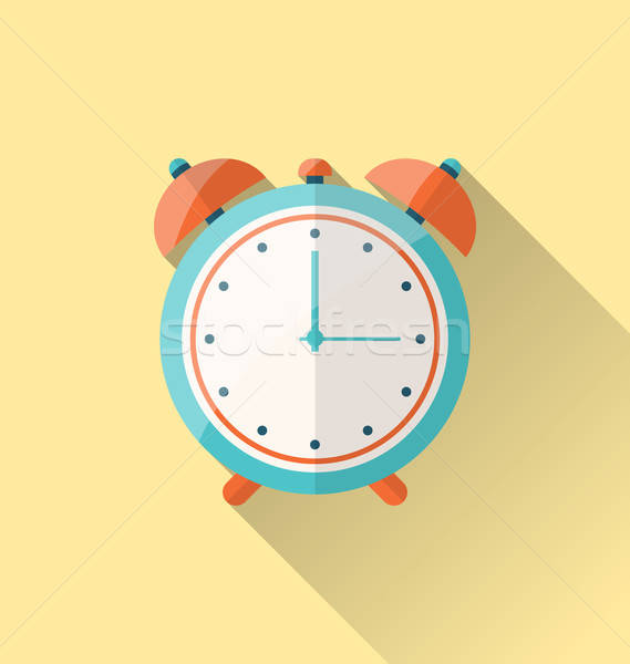 569x600 Flat Icon Of Retro Alarm Clock With Long Shadow Vector
