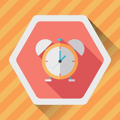 416x416 Alarm Clock Flat Icon With Long Premium Clipart