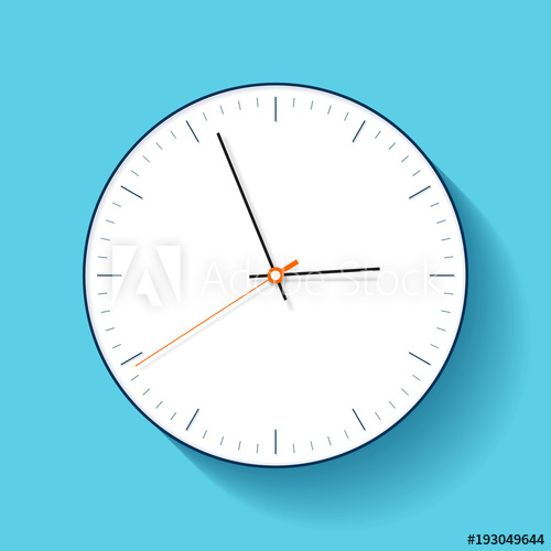 500x500 Simple Clock Icon In Flat Style, Minimalistic Timer On Blue