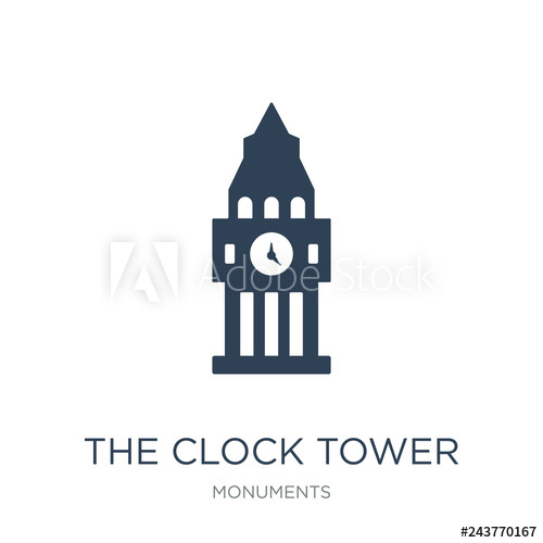 500x500 The Clock Tower Icon Vector On White Background, The Clock Tower