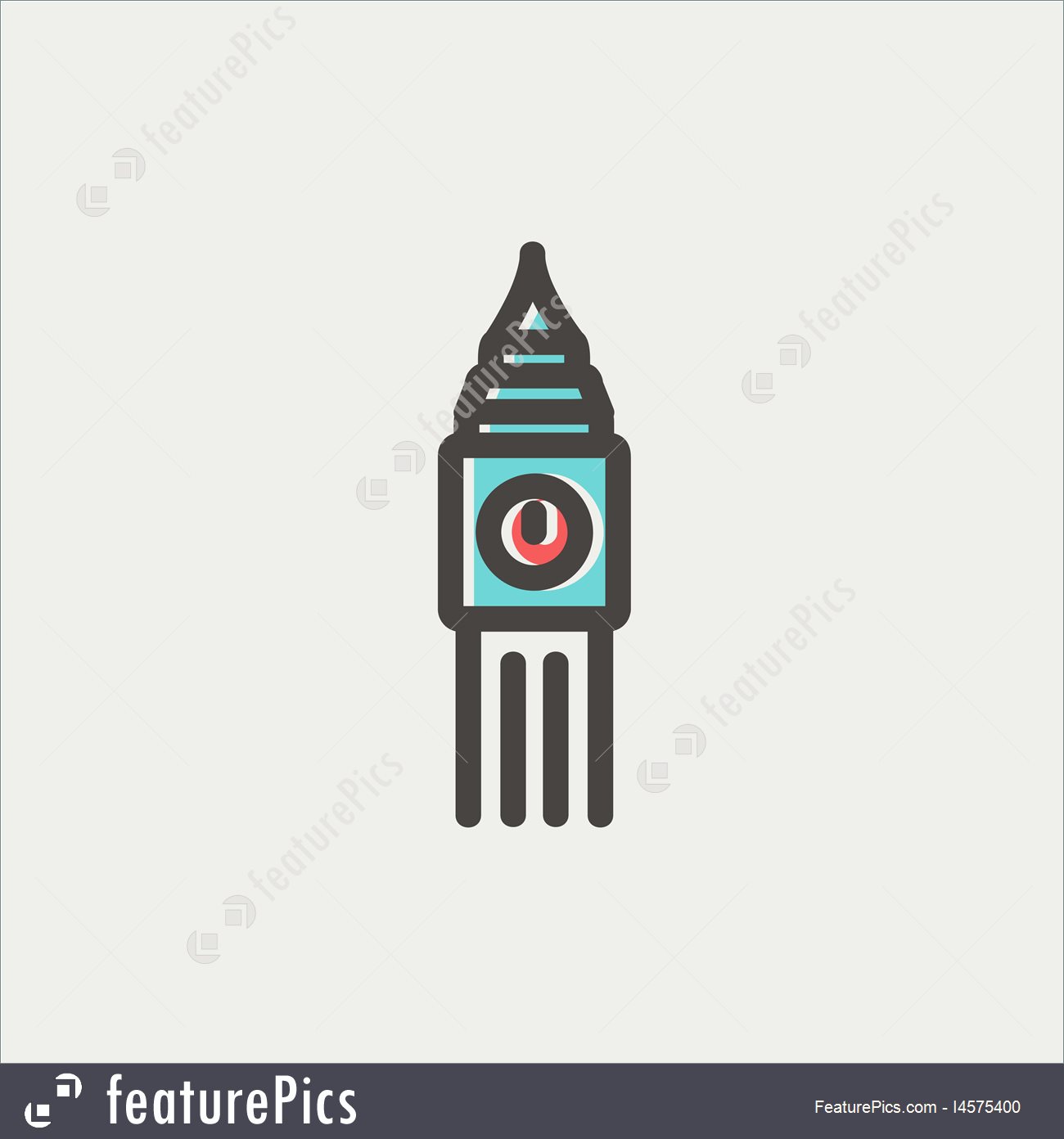 1300x1392 Big Ben Clock Thin Line Icon Illustration