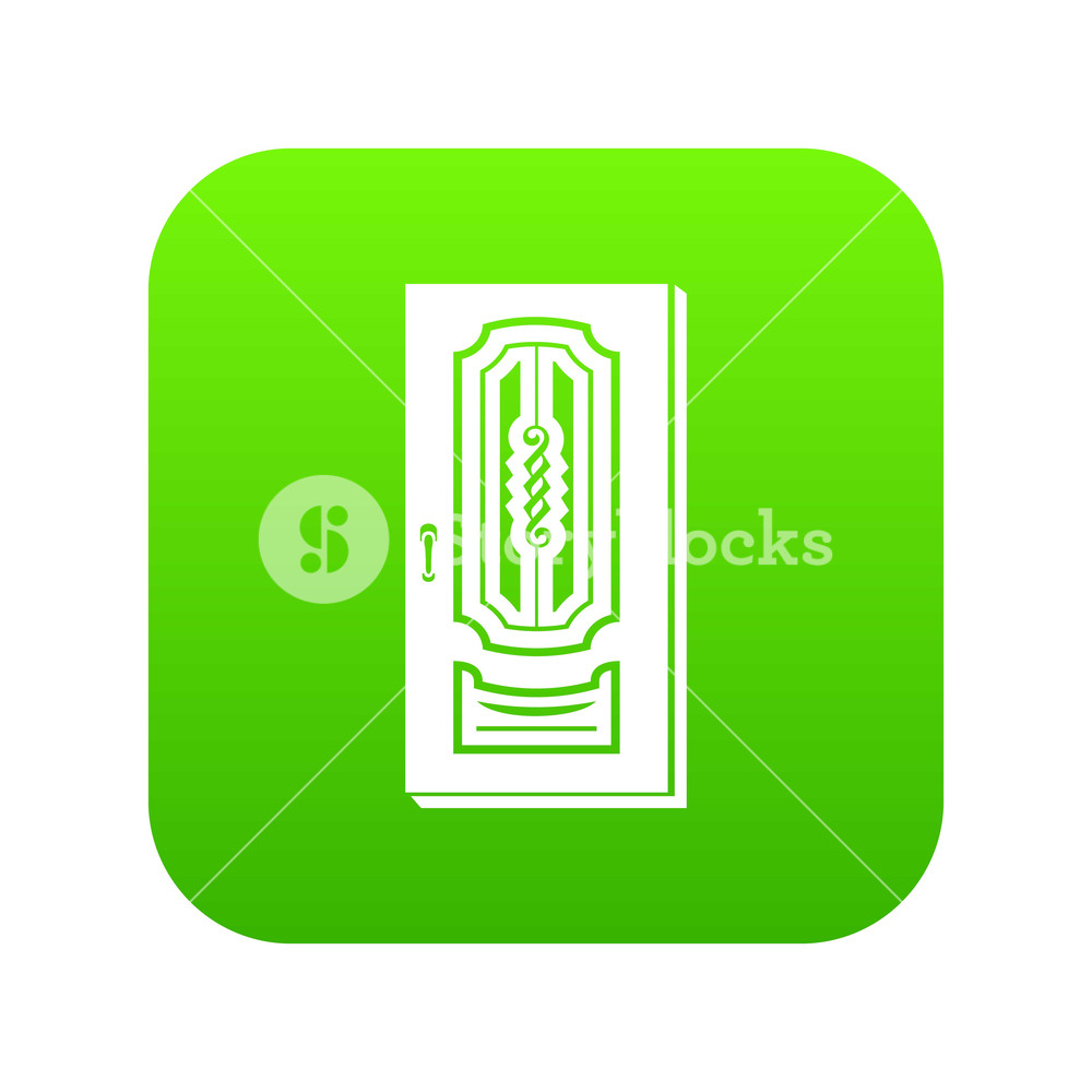 1000x1000 Closed Door Icon Green Vector Isolated On White Background Royalty