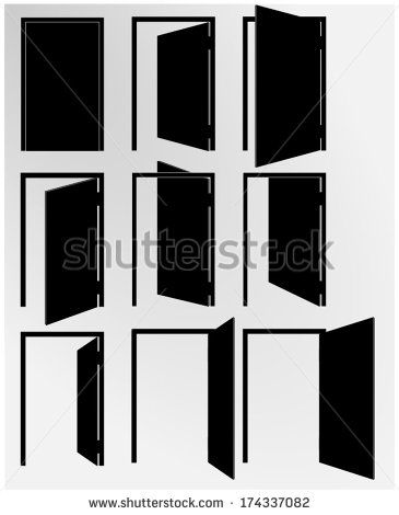 365x470 Door Icon Set Opened And Closed The Door Vector Art Image