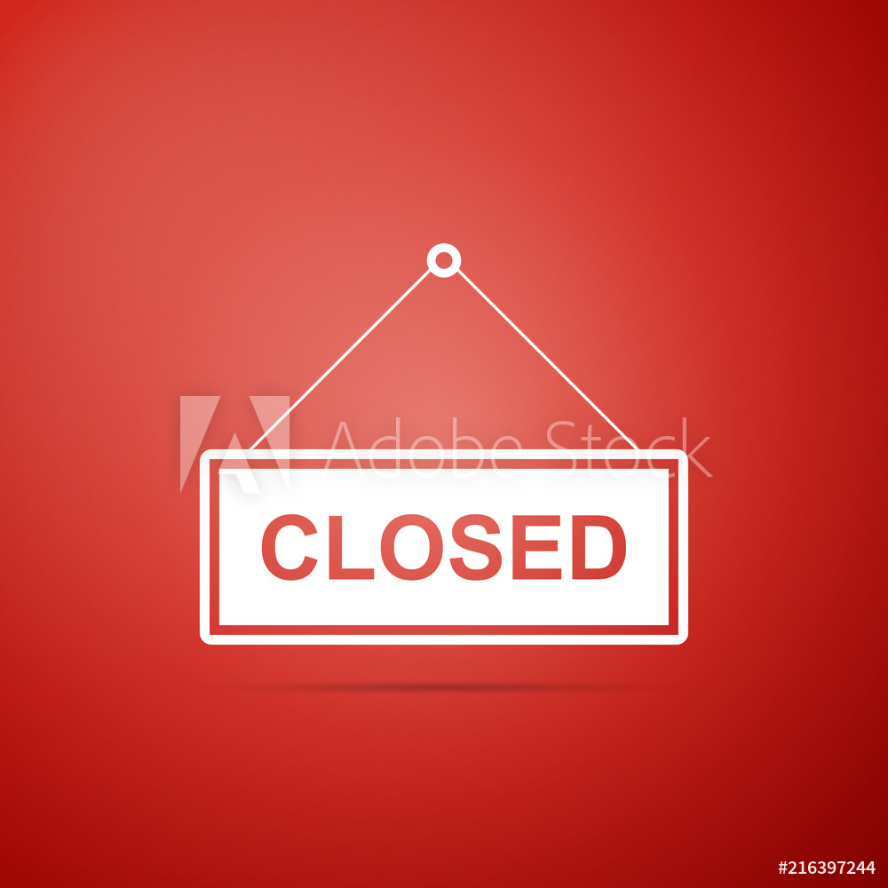 1000x1000 Photo Art Print Hanging Sign With Text Closed Door Icon Isolated