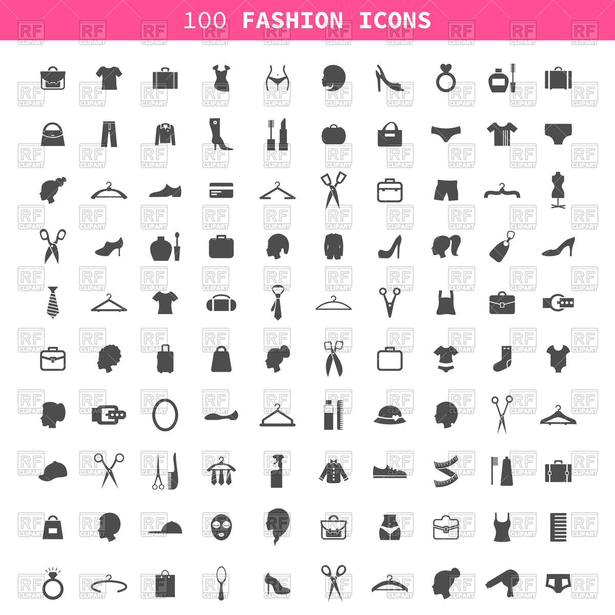 1200x1200 Set Of Fashion And Clothes Icons Vector Image Of Signs, Symbols