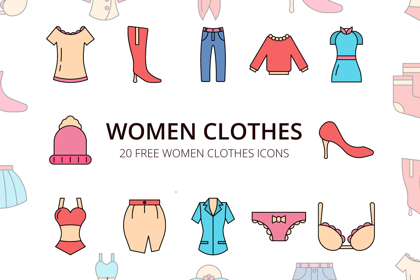 1440x960 Women Clothes Vector Free Icon Set