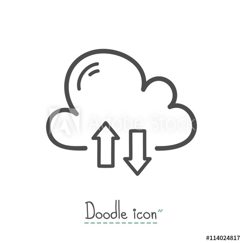 500x500 Cloud Download Icon Download Files Hand Drawn Doodle Icon