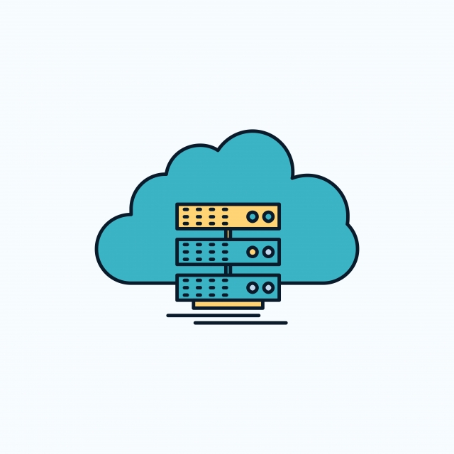 640x640 Cloud Storage Computing Data Flow Flat Icon Green And Yello