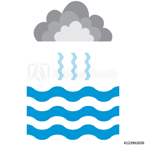 500x500 Abstract Waves Of Water And Evaporation With Cloud Flat Icon Blue