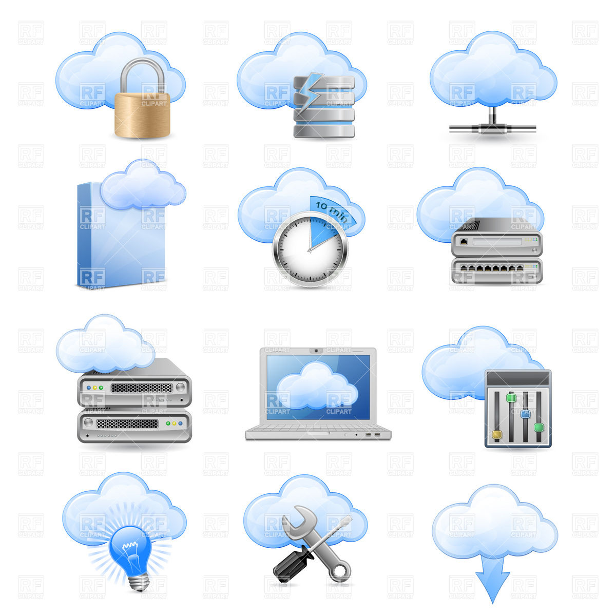 Cloud Computing And Hosting Icons Vector Image Of Technology 1200x1200 Cloud Computing And Hosting Icons Vector Image Of Technology