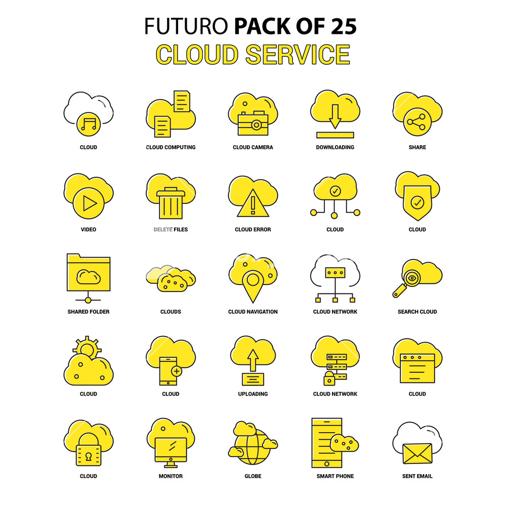 1000x1000 Cloud Service Icon Set Yellow Futuro Latest Design Icon Pack