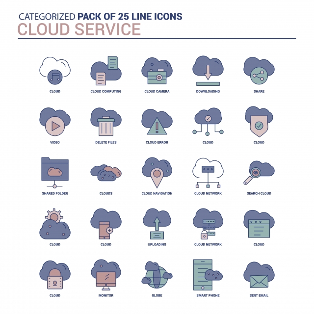640x640 Vintage Cloud Service Icon Set Flat Line Icon Set, Cloud Camera