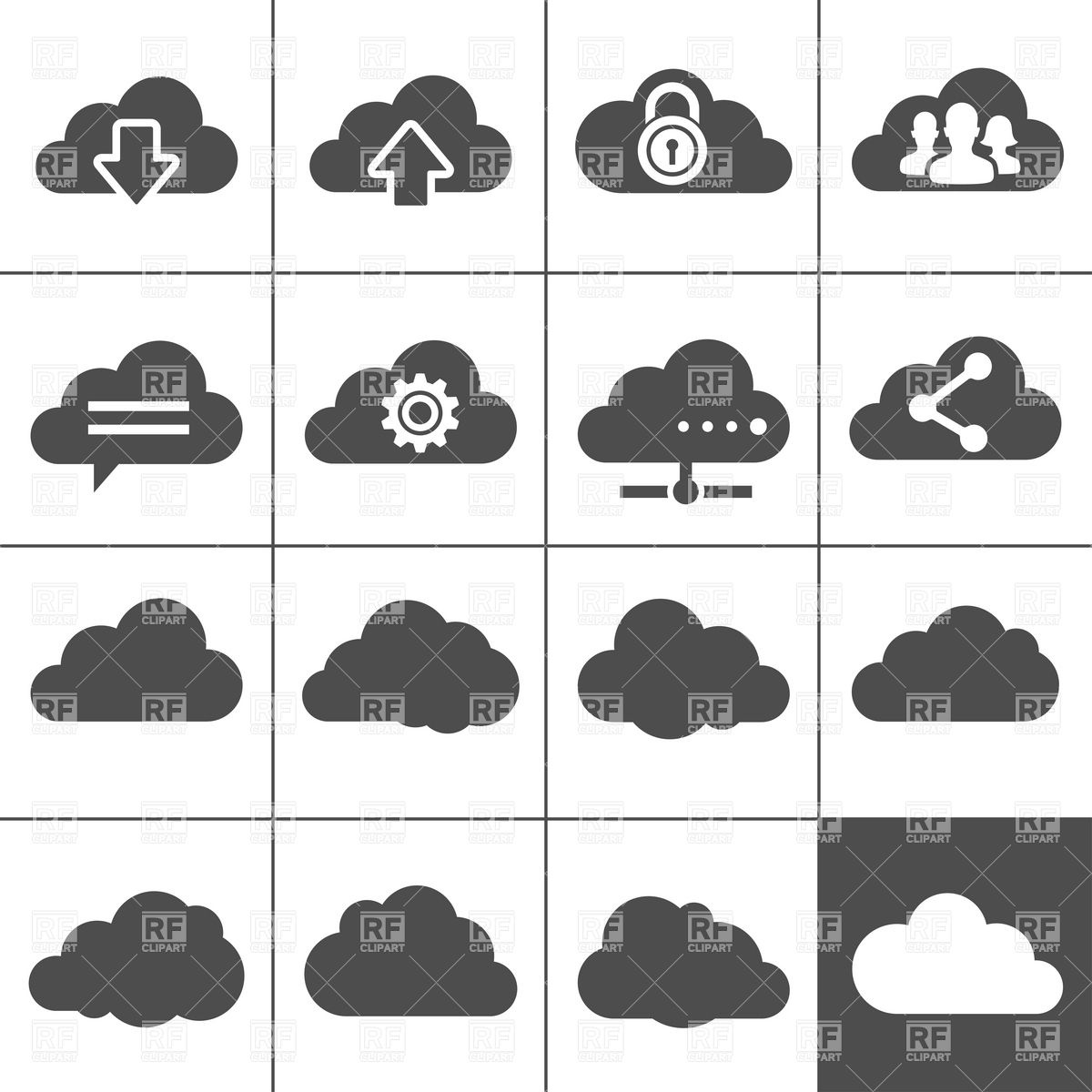 1200x1200 Simple Cloud Computing Icons Vector Image Of Technology Frbird