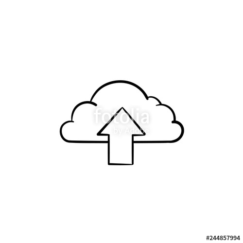 500x500 Cloud With Arrow Up Hand Drawn Outline Doodle Icon Cloud Upload
