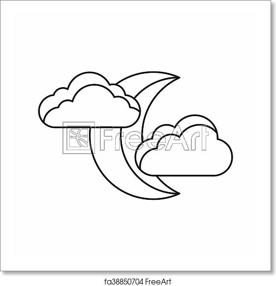 561x581 Free Art Print Of Moon And Clouds Icon, Outline Style Moon