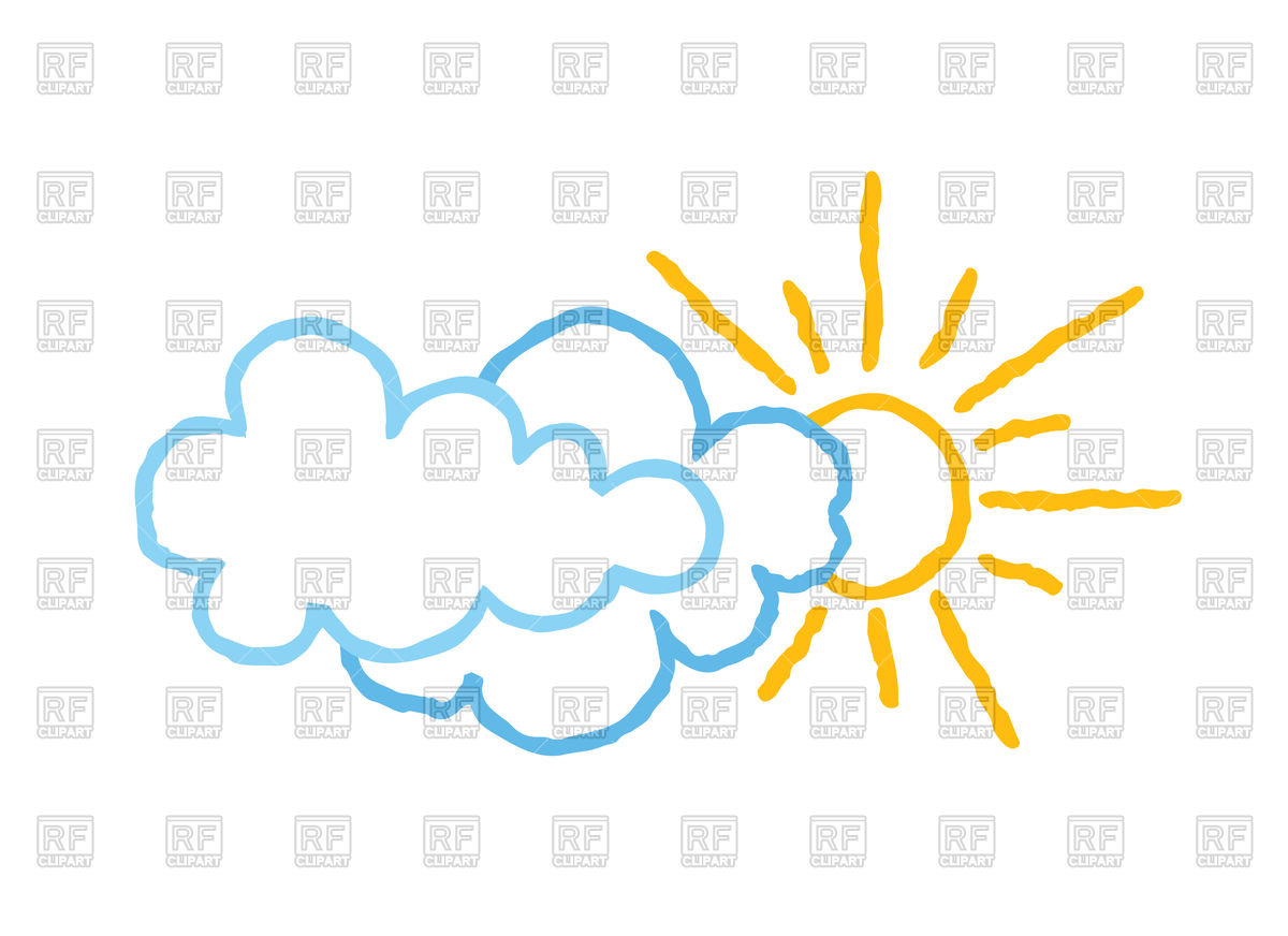 1200x872 Sun With Clouds Icon Doodle Line Art Weather Sign Vector Image