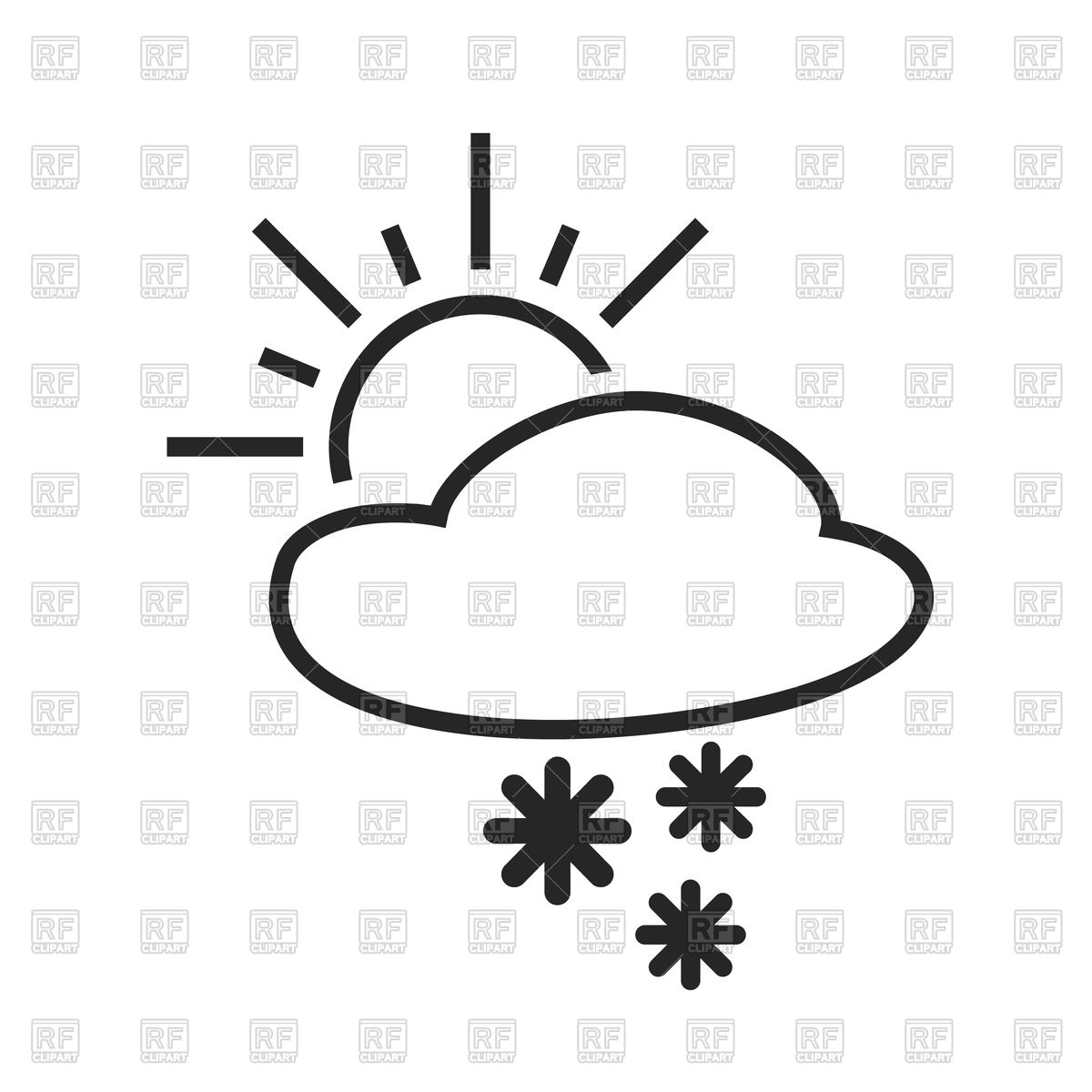 1200x1200 Cloudy Weather With Sun And Snow Icon Vector Image Of Icons