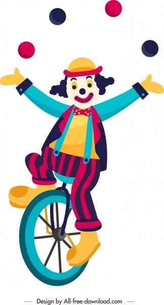 324x600 Performing Clown Icon Colorful Cartoon Design Free Vector In Adobe