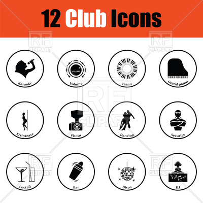400x400 Set Of Night Club Icons Dj, Bar, Dance, Karaoke Vector Image