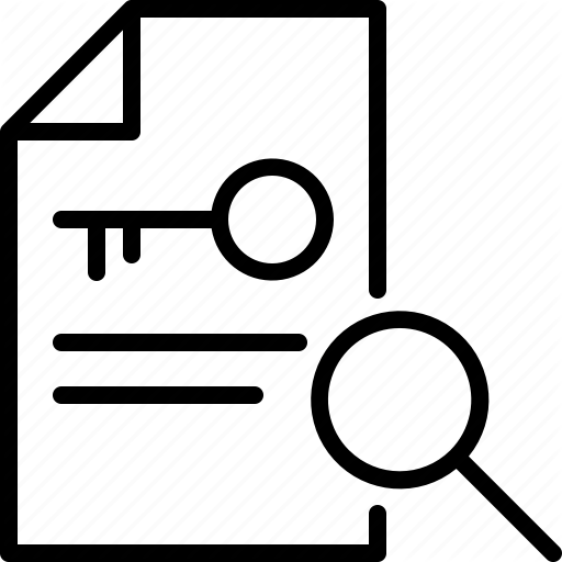 512x512 Clue, Document, File, Key, Keyword, Magnifying Glass, Search Icon