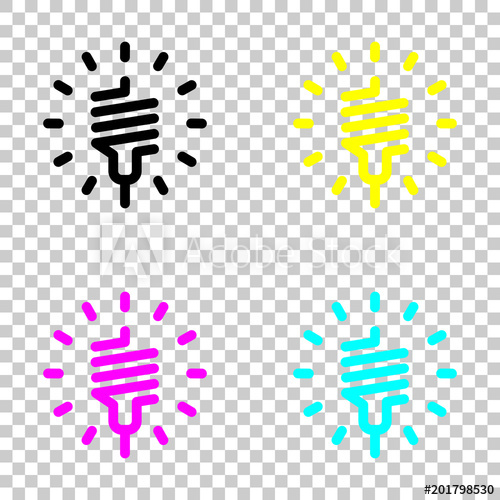 500x500 Led Lamp Icon Colored Set Of Cmyk Icons On Transparent Background