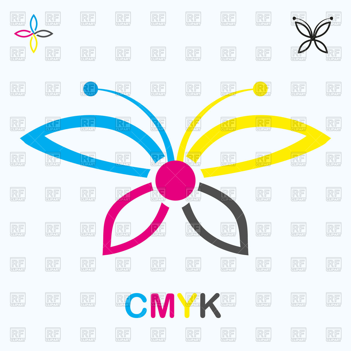 1200x1200 Cmyk Icon In Shape Of Butterfly Vector Image Of Design Elements