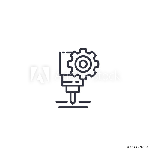 500x500 Cnc Machine Service, Vector Line Icon