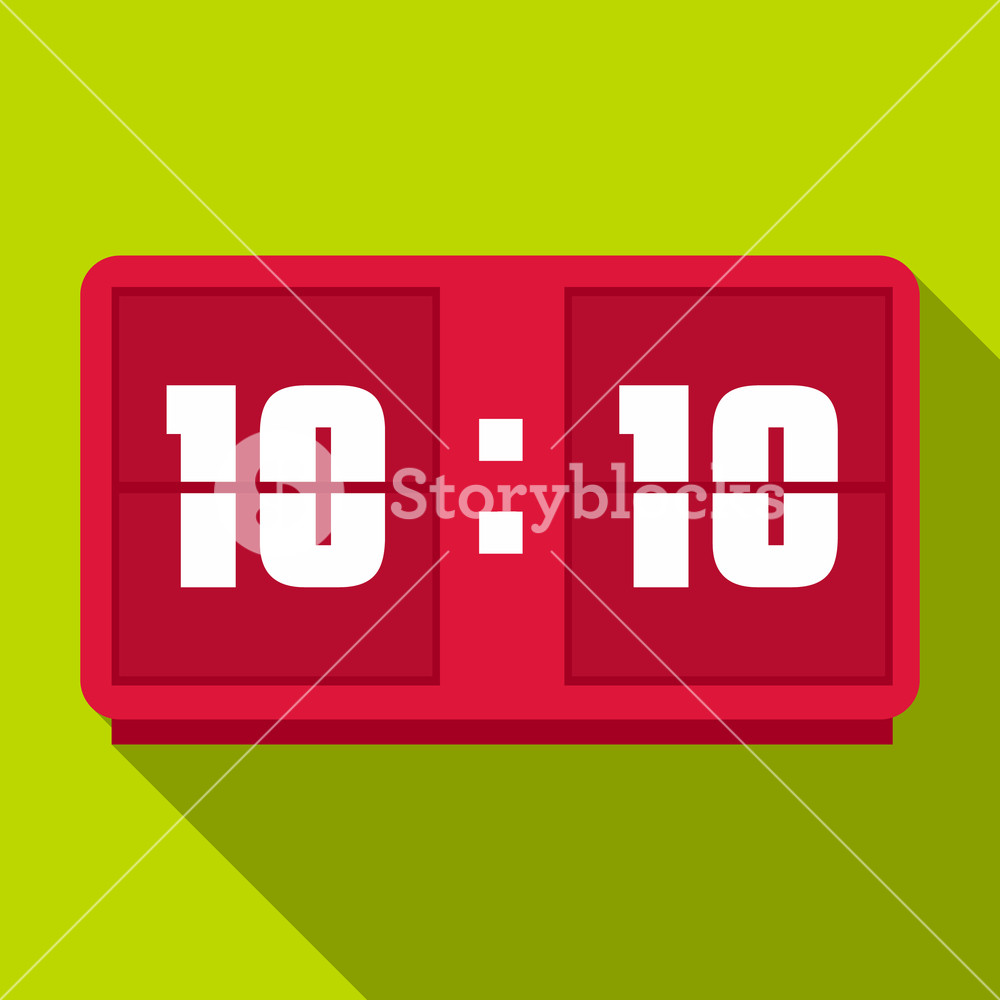 1000x1000 Red Digital Clock Icon Flat Illustration Of Red Digital Clock