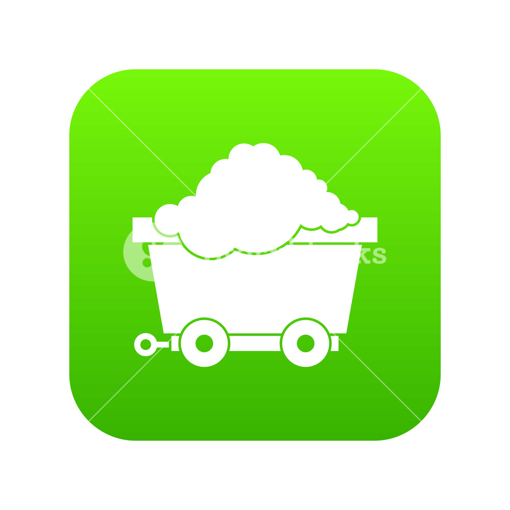1000x1000 Cart On Wheels With Coal Icon Digital Green For Any Design