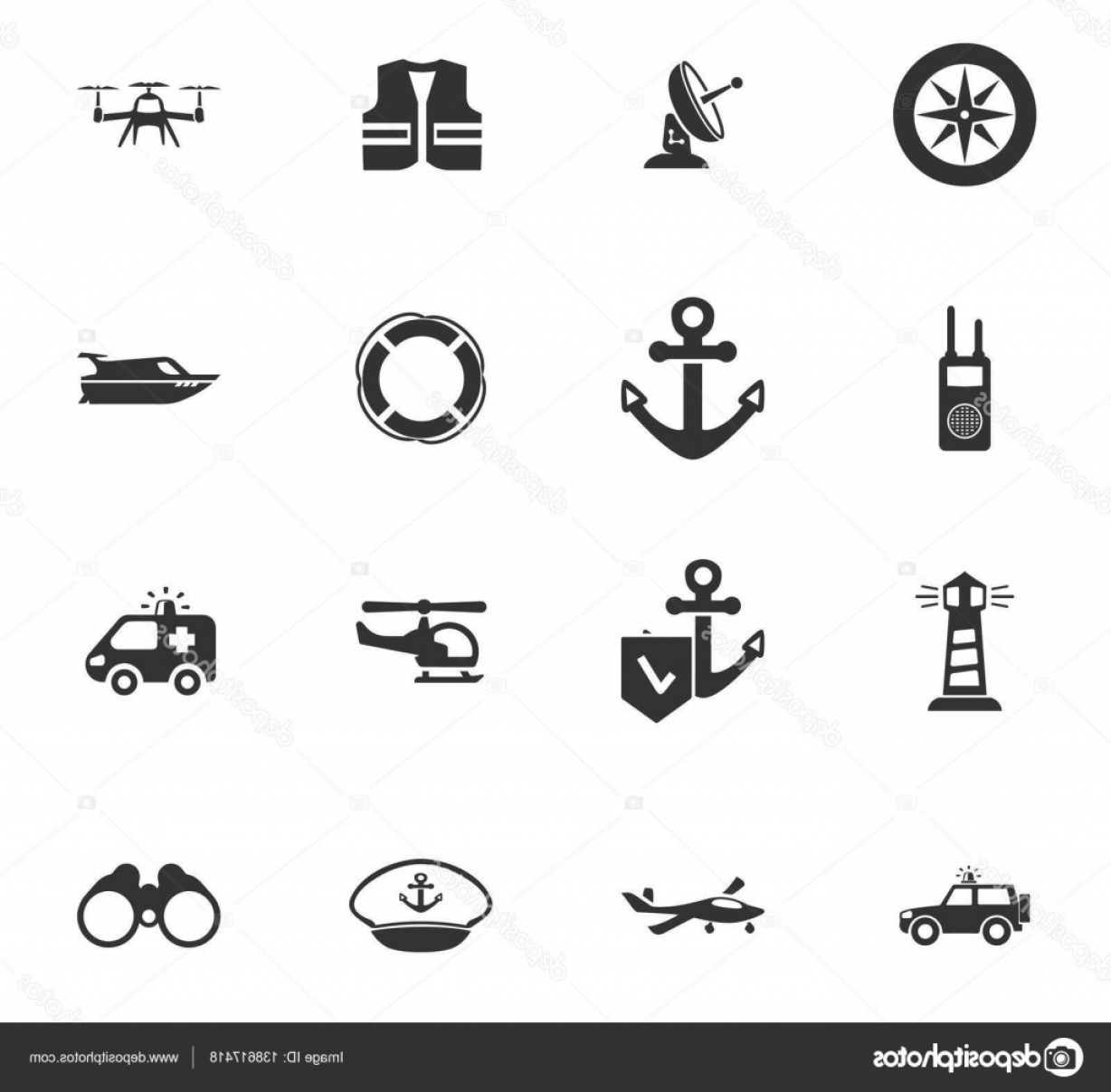 1228x1207 Stock Illustration Coast Guard Icon Set Soidergi