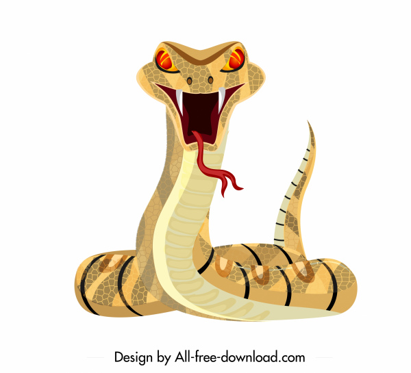 600x545 Poisonous Cobra Icon Modern Bright Sketch Free Vector In Adobe