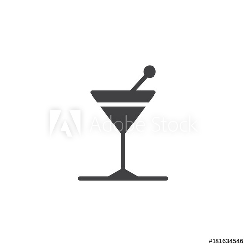 500x500 Cocktail Glass Icon Vector, Filled Flat Sign, Solid Pictogram