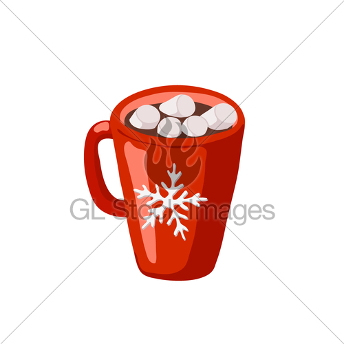 500x500 Red Mug With Cocoa Icon Isolated On White Gl Stock Images