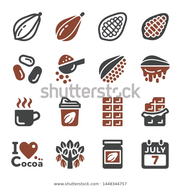 600x620 Chocolate Cocoa Icon Setvector Illustration Stock Vector