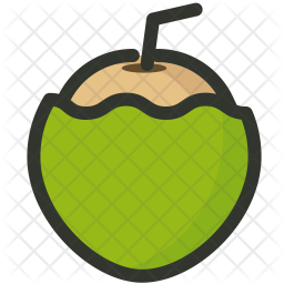 256x256 Coconut Icon Of Colored Outline Style