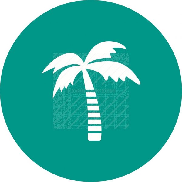 600x600 Coconut Tree Flat Round Icon