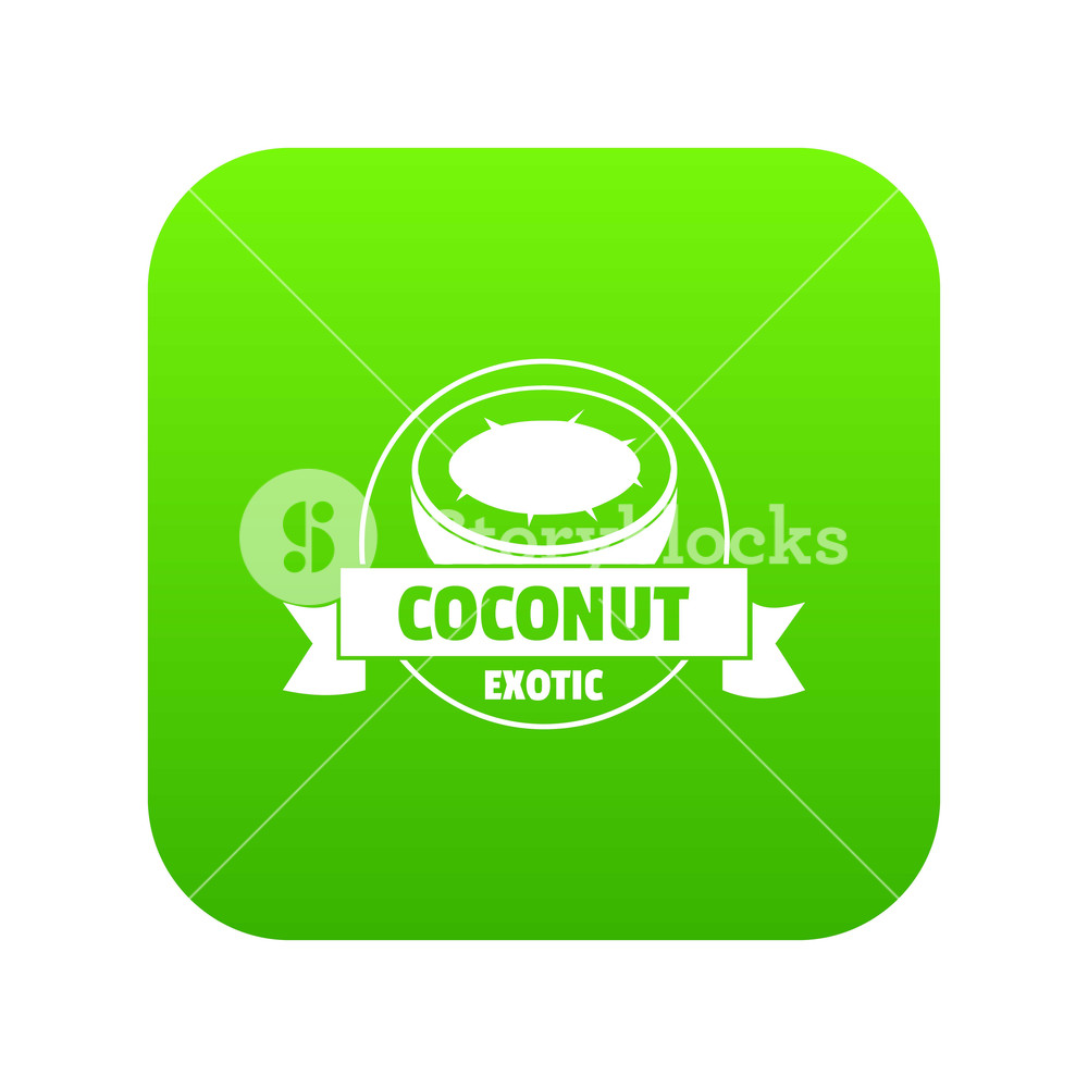 1000x1000 Coconut Icon Green Vector Isolated On White Background Royalty