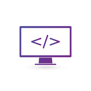 300x300 Coding Icon Vector, Coding In Computer Isolated On White